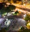 Bird`s Eye View of King Rama VI Monument at the gate to Lumpini Park,Rama V Road.,Lumphini,Pathumwan,Bangkok,Thailand at night.