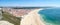 Bird\'s-eye view on Nazare beach riviera on the coast of Atlantic ocean. Nazare. Portugal