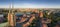 A bird's eye view of Ostrow Tumski, the river and the southern part of the city. Beautiful panorama of the historical city