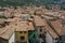 Bird\\\'s eye view of the roofs of the historic old town of Malcesine in Italy