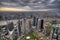 Bird\'s eye view of Shanghai city at dusk