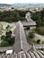 Bird`s eye view surrounding Aizuwakamatsu Castle or Tsuruga Castle or Kurokawa Castle in Japan.