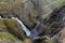 Bird's eye view of the Voringfossen waterfall in Norway.