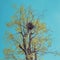 Bird`s nest on autumn tree