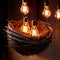 Bird\\\'s nest, nestegg of lightbulbs, showing storage and protection of ideas and creativity