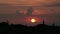 Bird Silhouetted Against Setting Sun and Sunset, Brown Pelican (pelecanus occidentalis) Silhouette S