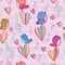 Bird sing music note love pastel color seamless pattern