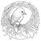 A Bird Sits in A Nest Coloring Page for Kids