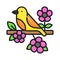 A bird sitting in a branch of tree, grab this beautiful icon of bird in editable style