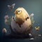 Bird Sitting in Cracked Easter Egg