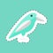 Bird Sticker in trendy line cut isolated on blue background