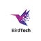 Bird technology logo vector design illustration. tech logo, bird and pixel tech concept design