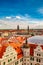 Bird view of beautiful Dresden cityscape with red roofs and blue sky at sunset, Dresden, Germany