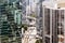 Bird view of cityscape, modern buildings, highway in Hong Kong City in China