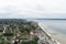 Bird view in laboe west towards Kiel over the baltic sea