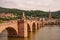 Bird view of old downtown in Heidelberg, old bridge and castle d