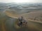 Bird view of Taklamakan Desert in winter