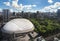 Bird view of the Tokyo Dome stadium called The Big Egg and the Koishikawa Korakuen Gardens.
