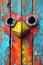 Bird Wall Mural, Colorful Wooden Panel Art, Children Kids Artwork, Vertical Pet and Animal Street Art