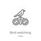 bird watching icon vector from hobby collection. Thin line bird watching outline icon vector illustration. Outline, thin line bird