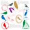 Bird Watching Stamps Icon Set