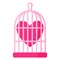 Birdcage with a heart. Wedding and valentine day concept