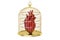 Birdcage with human heart, 3D rendering