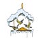 Birdfeeder in winter forest. Vector