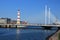 Birdge and lighthouse in the city Malmo in Sweden.