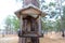 Birdhouse for feeding birds in a Park or in a pine forest a cozy nice house for birds