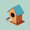 Birdhouse with post bird isometric vector