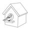 Birdhouse, single icon in outline style.Birdhouse, vector symbol stock illustration web.