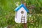 Birdhouse in the spruce forest. Help for feathered friends