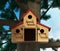 Birdhouse standing on the tree. 3D illustration
