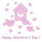 Birds, birdhouse and hearts. Valentine\'s Day.