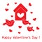 Birds, birdhouse and hearts. Valentine\'s Day.