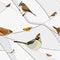 Birds on a branch. Seamless pattern.