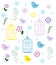 Birds cage and floral pattern. Kids childhood style Vector vintage