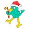 Birds celebrating christmas carrying candy canes, doodle icon image kawaii