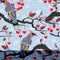 Birds and cherry tree seamless