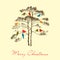 Birds Christmas tree greeting card