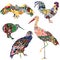 Birds decorated with ornaments