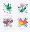 Birds different foliage nature fauna flora design