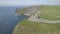 Birds eye aerial view from The Cliffs of Moher in County Clare,Ireland. Epic Irish Landscape Seascape along the wild atlantic way.