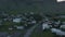 Birds eye picturesque village of Vik in Iceland. Aerial view small town in icelandic countryside. Vik is the most