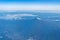 A birds eye view close-up the Mount Fuji ( Mt. Fuji ) and blue sky