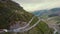 birds-eye view of Georgian Military Highway, Stepantsminda, Kazbegi, Mtskheta-Mtianeti region, Georgia