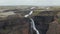 Birds eye view of Haifoss waterfall in south Iceland. Amazing aerial view of the famous Haifoss waterfall and Fossa