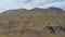 Birds eye view of mountains in Icelandic countryside. Amazing Iceland nature landscape. Drone view of beautiful