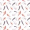 Birds feathers seamless pattern. Watercolor wallpaper